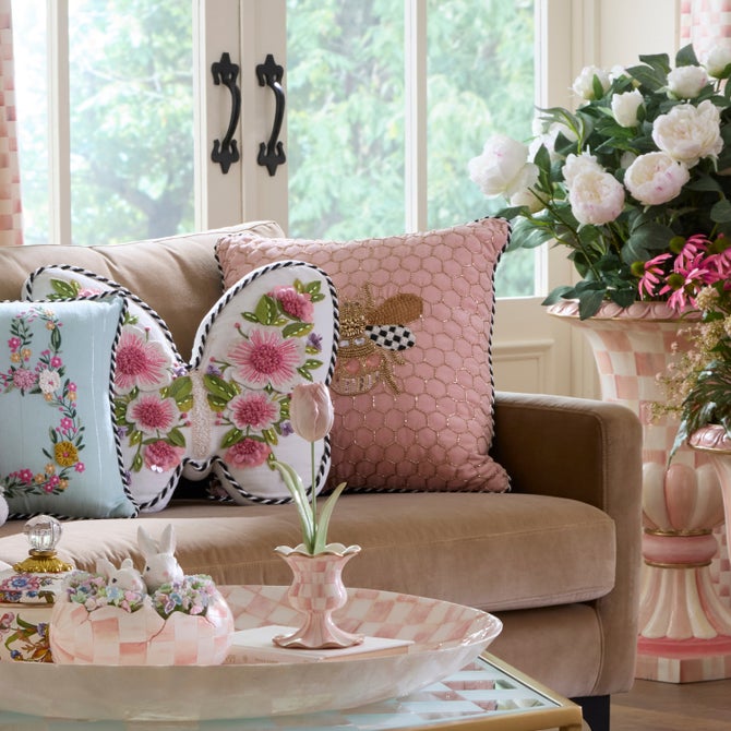 Queen Bee Pink Throw Pillow image number 1