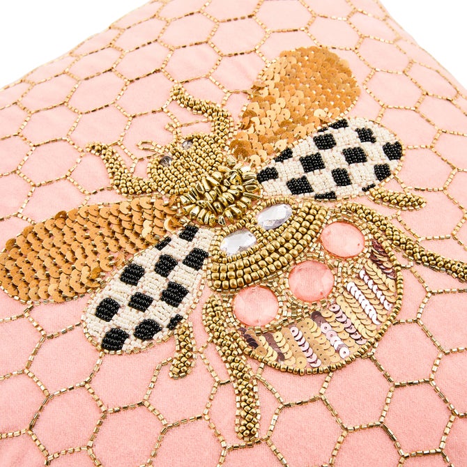 Queen Bee Pink Throw Pillow image number 2