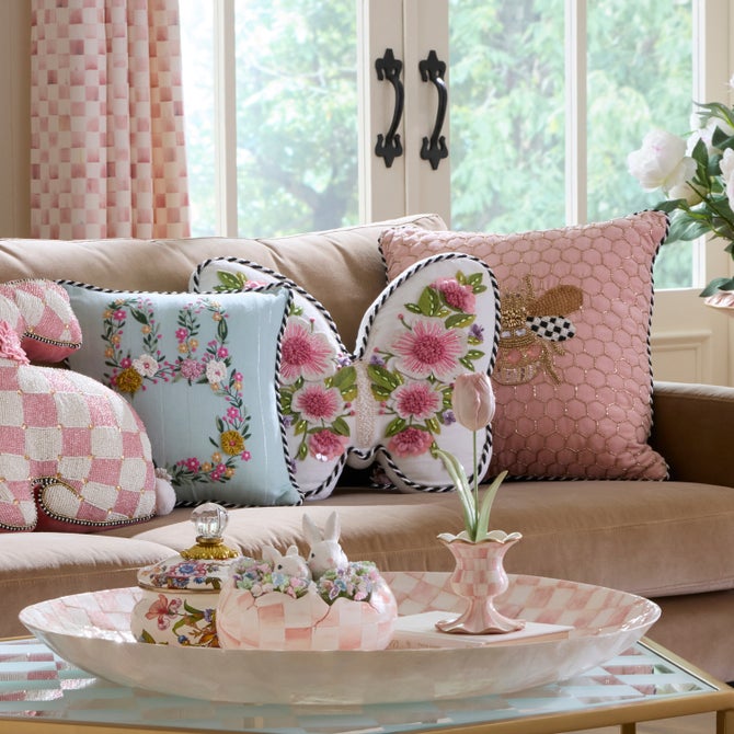 Butterfly Shaped Floral Throw Pillow image number 1