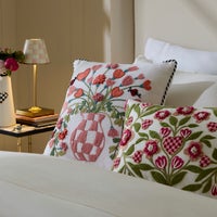 Pink Check Hearts Bouquet Throw Pillow