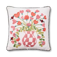 Pink Check Hearts Bouquet Throw Pillow