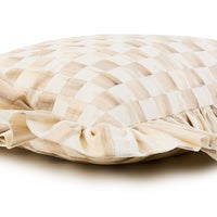 Mocha Check Throw Pillow with Ruffle