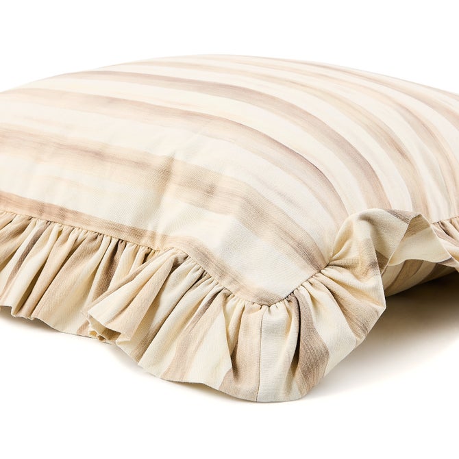 Mocha Stripe Throw Pillow with Ruffle image number 2