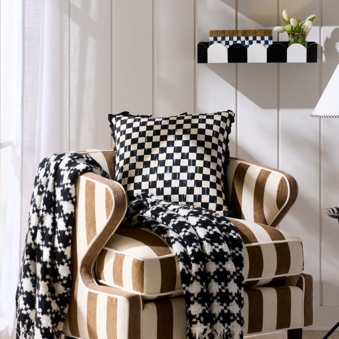 Courtly Check Ruffled Square Throw Pillow image number 4