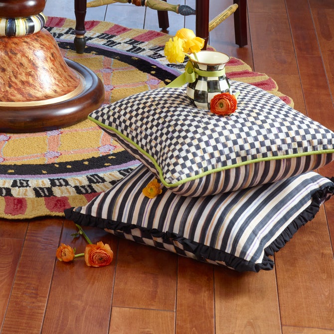 Courtly Check Ruffled Square Throw Pillow image number 8