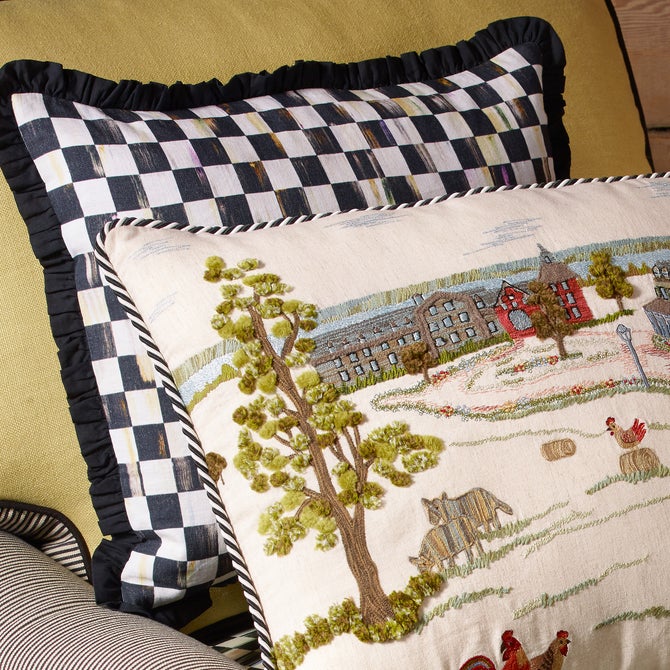 Courtly Check Ruffled Square Throw Pillow image number 7