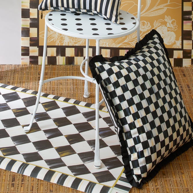 Courtly Check Ruffled Square Throw Pillow image number 5