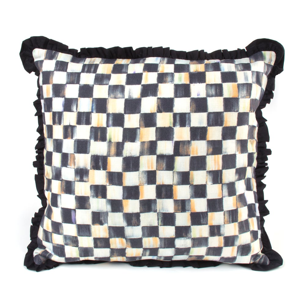 Courtly Check Ruffled Square Throw Pillow mackenzie-childs Panama imagen 1