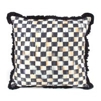 Courtly Check Ruffled Square Throw Pillow