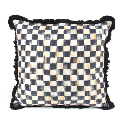 Courtly Check Ruffled Square Throw Pillow