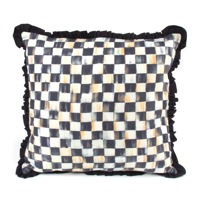 Courtly Check Ruffled Square Throw Pillow image number 0
