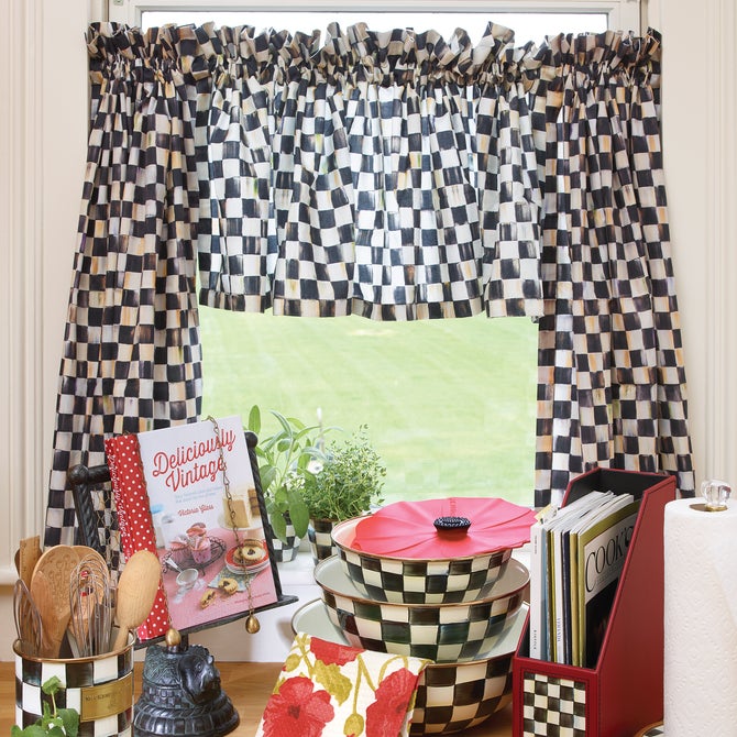 Courtly Check Cafe Curtains, Set of 2 image number 2