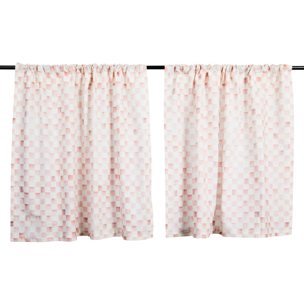 Courtly Check Cafe Curtains, Set of 2 - Rosy Check mackenzie-childs Panama imagen 1