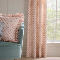Rosy Check 84" Gromet Top Curtain Panel