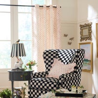 Rosy Check 84" Gromet Top Curtain Panel
