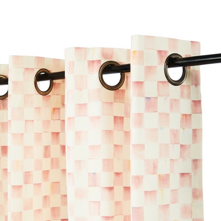 Rosy Check 84" Gromet Top Curtain Panel