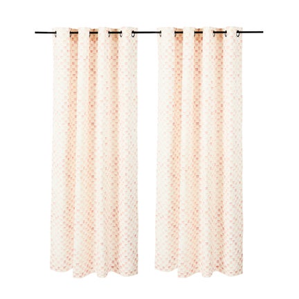 Rosy Check 84" Gromet Top Curtain Panel