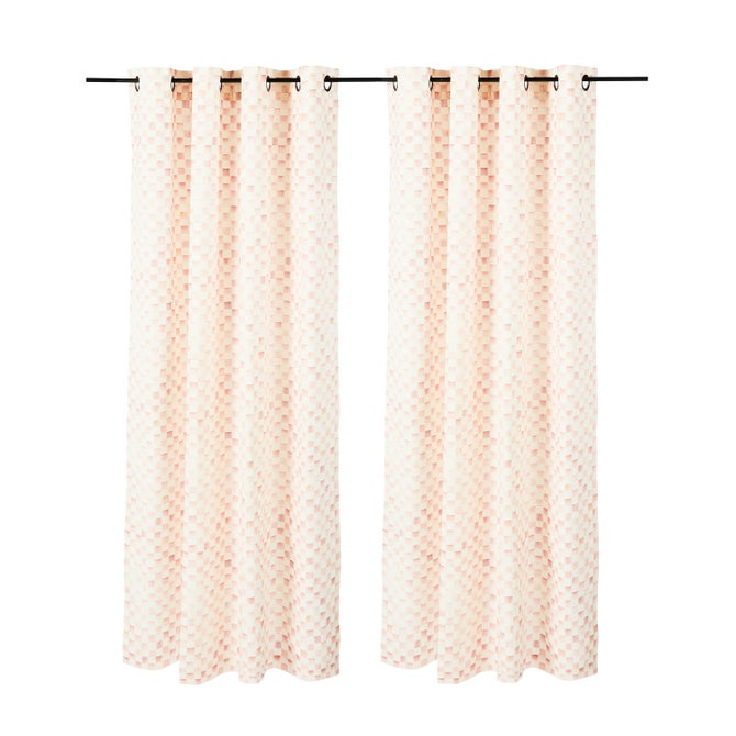 Rosy Check 84" Gromet Top Curtain Panel image number 0