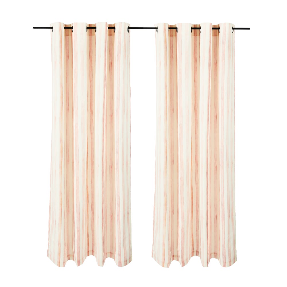 Grommet Top Curtain Panel - Rosy Stripe, 84