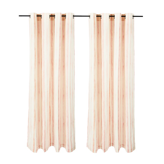 Rosy Stripe 84" Grommet Top Curtain Panel image number 0
