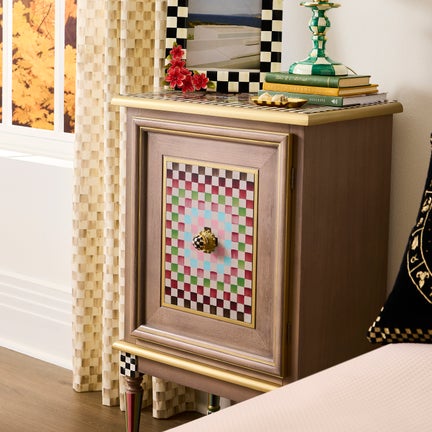 Mocha Check 84" Grommet Curtain Panel