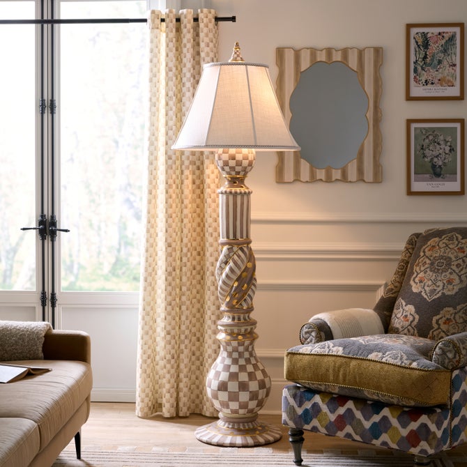Mocha Check 84" Grommet Curtain Panel image number 3