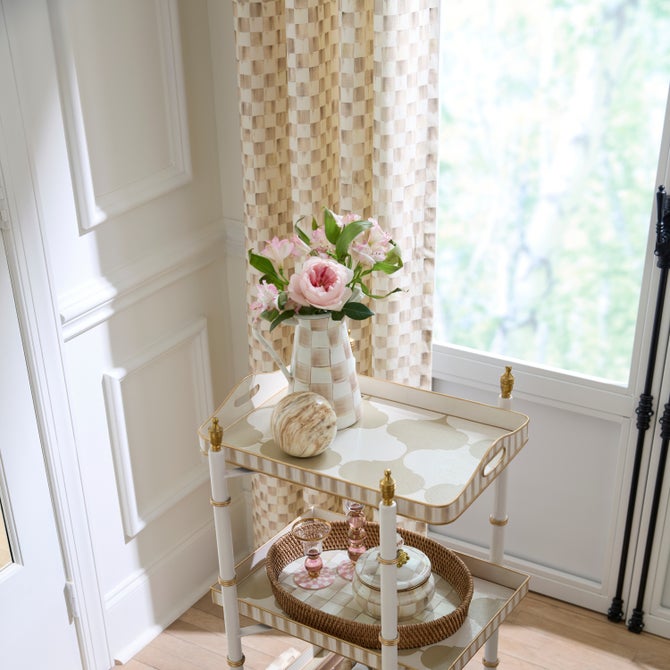 Mocha Check 84" Grommet Curtain Panel image number 4