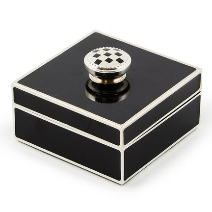 Black Silver Plated Trinket Box with Check Knob