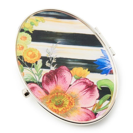 Flower Market Silver Plated Compact Mirror