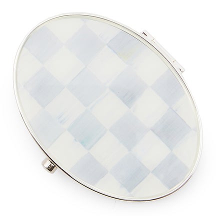 Sterling Check Silver Plated Compact Mirror