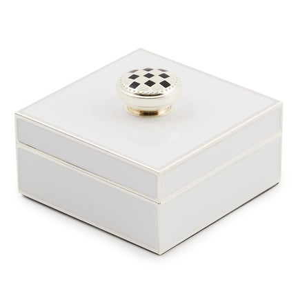 White Silver Plated Trinket Box with Check Knob