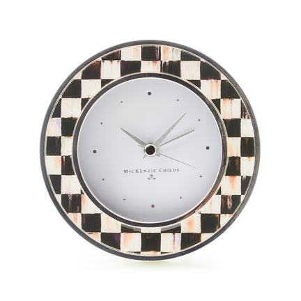 Courtly Check Silver Plated Round Desk Clock