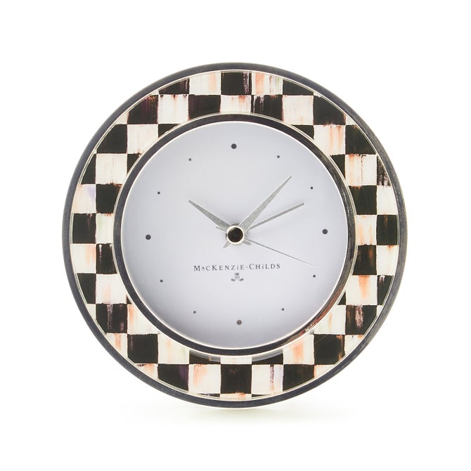 Courtly Check Silver Plated Round Desk Clock image number 0
