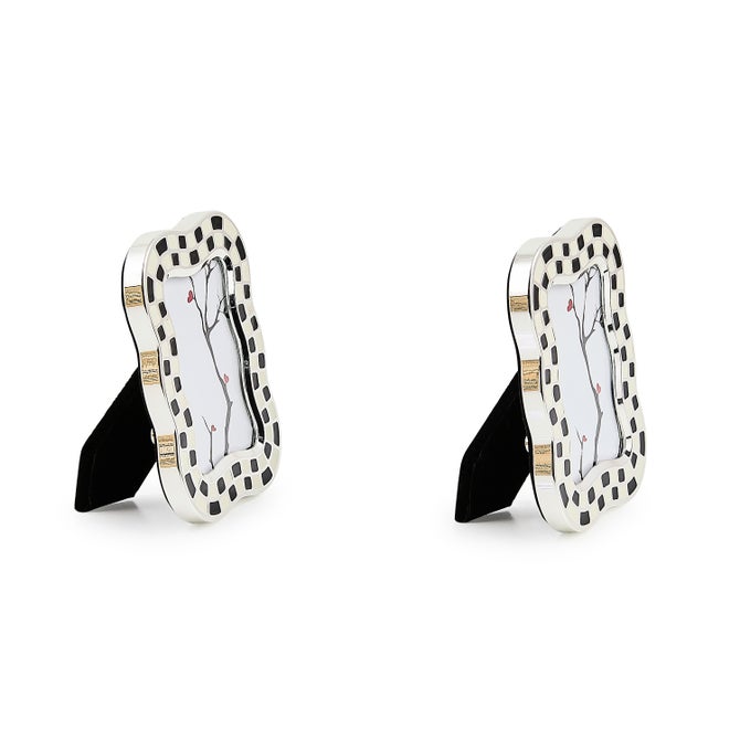 Wavy Check Silver Plated Frames, Set of 2 image number 1