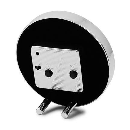 Sterling Check Silver Plated Round Desk Clock
