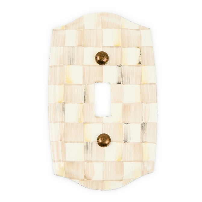 Mocha Check Single Toggle Switch Plate image number 1