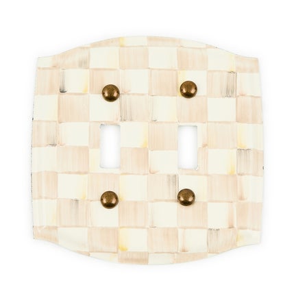 Mocha Check Double Toggle Switch Plate