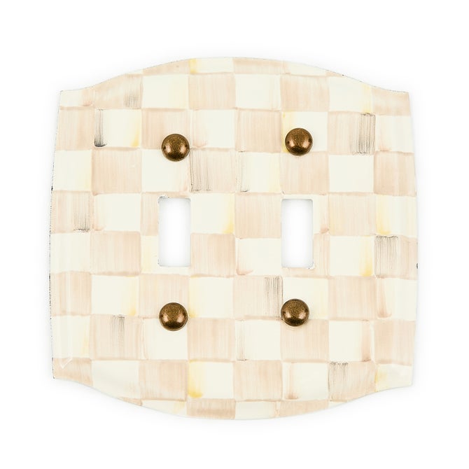 Mocha Check Double Toggle Switch Plate image number 1