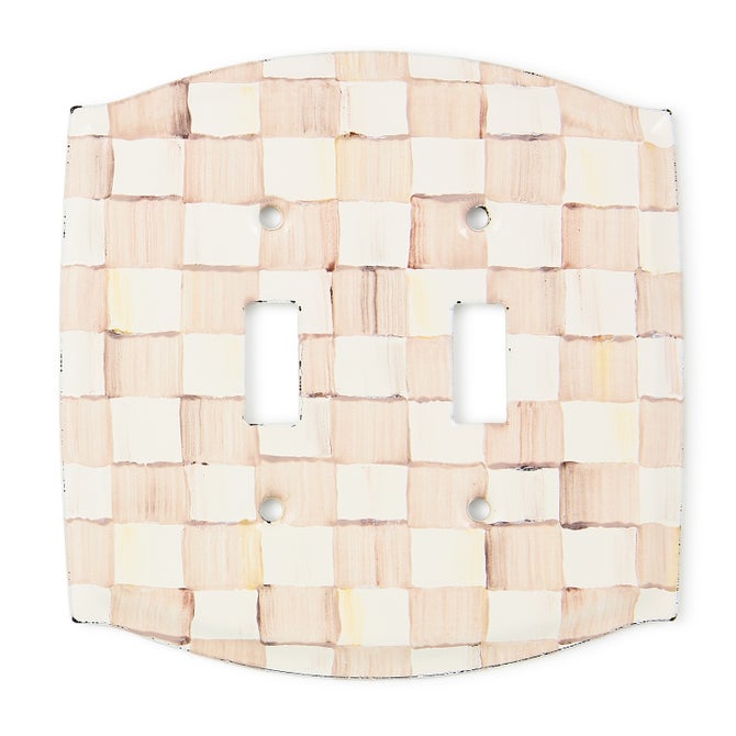 Mocha Check Double Toggle Switch Plate image number 0