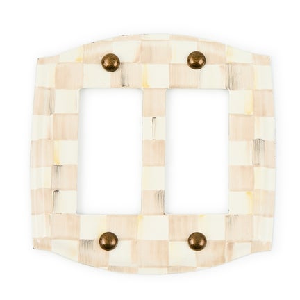 Mocha Check Double Rocker Switch Plate