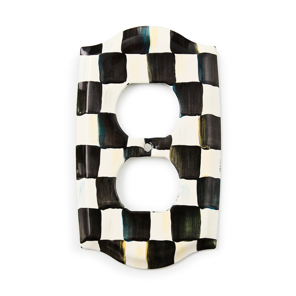 Courtly Check Switch Plate - Courtly Check, Double Outlet Cover mackenzie-childs Panama imagen 1