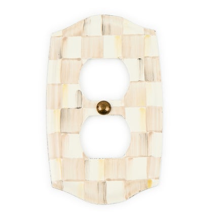 Mocha Check Double Outlet Cover
