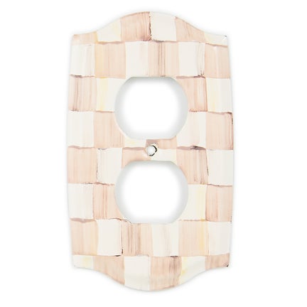 Mocha Check Double Outlet Cover