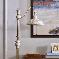 Mocha Check Farmhouse Floor Lamp
