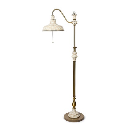 Mocha Check Farmhouse Floor Lamp