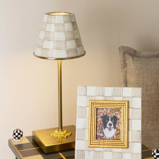 Mocha Check LED Rechargeable Cafe Table Lamp image number 5