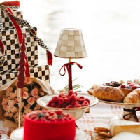 Mocha Check LED Rechargeable Cafe Table Lamp