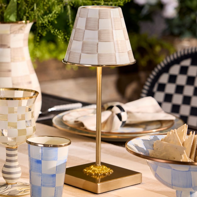 Mocha Check LED Rechargeable Cafe Table Lamp image number 7