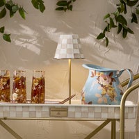 Mocha Check LED Rechargeable Cafe Table Lamp