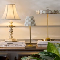 Mocha Check LED Rechargeable Cafe Table Lamp